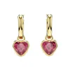 Boucles d'Oreilles Femme Pendantes Coeurs Swarovski Chroma Métal Doré et Cristaux Rouges 5684760