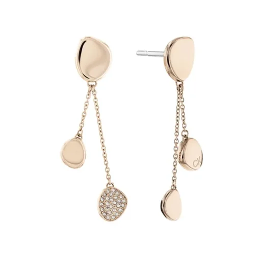 Boucles d'Oreilles Femme Pendantes SCULPTURAL CALVIN KLEIN Acier Doré rose