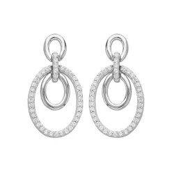 Boucles d'Oreilles Femme Pendantes Ovales EDORA ARGENT 925/1000 et Oxydes