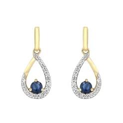 Boucles d'oreilles Femme Pendantes EDORA OR 750/1000 Jaune, Saphirs et diamants EDOA21120
