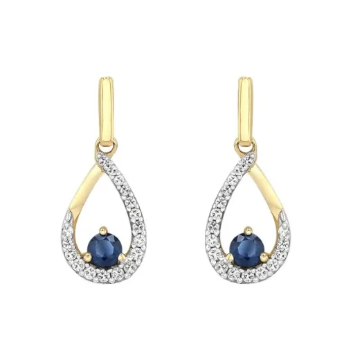 Boucles d'oreilles Femme Pendantes EDORA OR 750/1000 Jaune, Saphirs et diamants EDOA21120