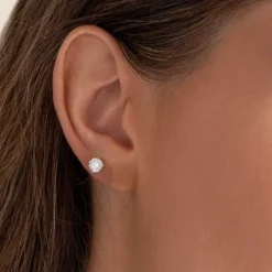 Boucles d'Oreilles Femme Puces EÏKO OR 750/1000 Jaune et Diamants de Synthèse LCE27680D