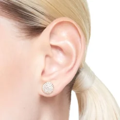 Boucles d'Oreilles Femme Puces Swarovski Sublima Métal Doré et Cristaux 5683444