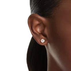 Boucles d'Oreilles Femme Puces Swarovski Imber Métal Doré et Cistaux 5681552