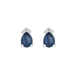 Boucles d'oreilles Femme Puces EDORA OR 750/1000 Blanc, Saphirs et diamants EDOA98514