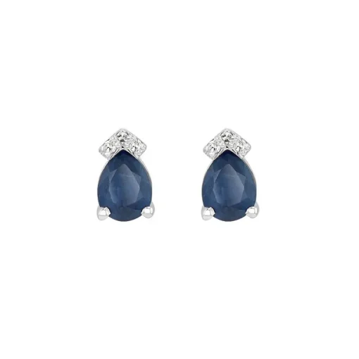 Boucles d'oreilles Femme Puces EDORA OR 750/1000 Blanc, Saphirs et diamants EDOA98514