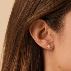 Boucles d'Oreilles Femme Puces AGATHA GLORIA Argent 925/1000 Doré Oxydes de Zirconium