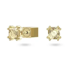 Boucles d'Oreilles femme puces swarovski Stilla métal doré et cristaux jaunes