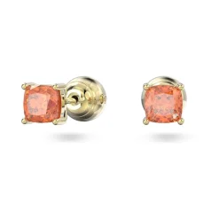 Boucles d'Oreilles femme puces swarovski Stilla métal doré et cristaux oranges