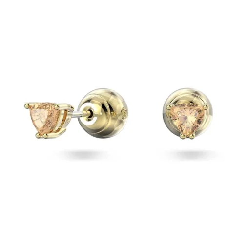 Boucles d'Oreilles femme puces swarovski Stilla métal doré et cristaux oranges