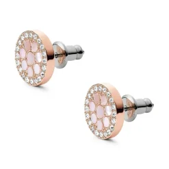 Boucles d'oreilles femme Puces FOSSIL Acier Doré Rose