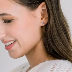 Boucles d'oreilles femme puces PLAQUE OR et spinelles