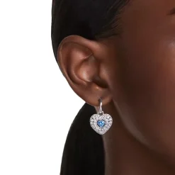 Boucles d'Oreilles Femme Pendantes Coeur Swarovski Idyllia Métal Argenté et Zircones 5680392