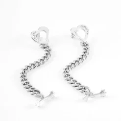 Boucles d'Oreilles Femme pendantes GUESS ACROSS MY HEART métal argenté et strass