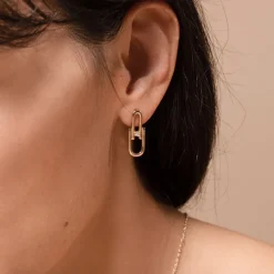 Boucles d'Oreilles Femme Pendantes Évidence La Garçonne PLAQUE OR et Diamants