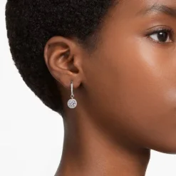 Boucles d'Oreilles Femme Pendantes SWAROVSKI UNA Métal Rhodié Blanc et Cristaux 5636270