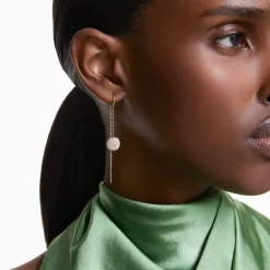 Boucles d'Oreilles Femme Pendantes SWAROVSKI SUBLIMA Métal Plaqué Doré Rose et Cristaux 5689427