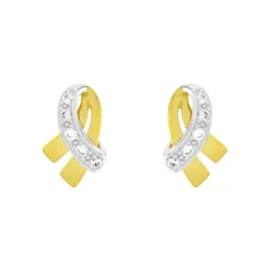 Boucles d'Oreilles Femme Puces OR 375/1000 Bicolore et Oxydes
