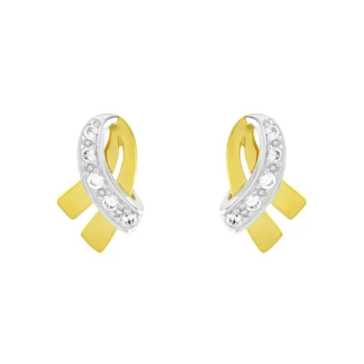 Boucles d'Oreilles Femme Puces OR 375/1000 Bicolore et Oxydes