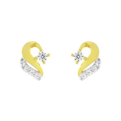 Boucles d'Oreilles Femme Puces OR 375/1000 Bicolore et Oxydes