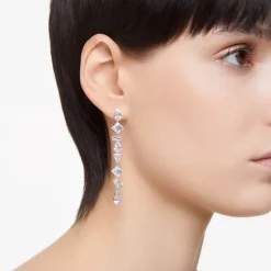 Boucles d'Oreilles Femme Pendantes Mesmera Métal Rhodié et Cristaux 5671807
