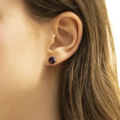Boucles d'Oreilles Femme Puces ARGENT 925/1000 et Boules Céramiques