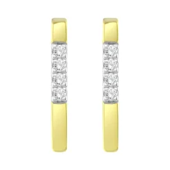 Boucles d'Oreilles Femme Puces OR 750/1000 Jaune et Diamants