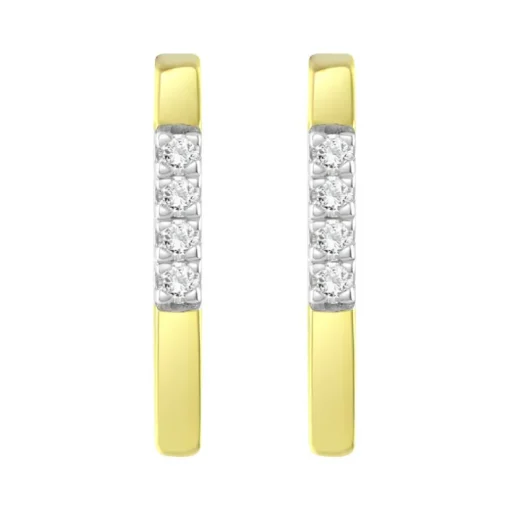 Boucles d'Oreilles Femme Puces OR 750/1000 Jaune et Diamants