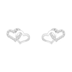 Boucles d'Oreilles Femme Puces OR 375/1000 Blanc et Oxydes