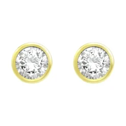 Boucles d'Oreilles Femme Puces OR 375/1000 Jaune et Oxydes