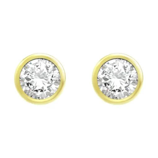 Boucles d'Oreilles Femme Puces OR 375/1000 Jaune et Oxydes
