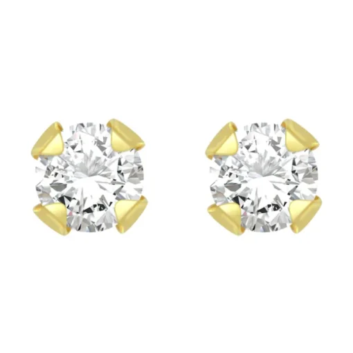 Boucles d'Oreilles Femme Puces OR 375/1000 Jaune et Oxydes