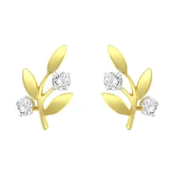Boucles d'Oreilles Femme Puces OR 375/1000 Jaune et Oxydes