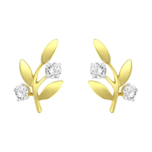 Boucles d'Oreilles Femme Puces OR 375/1000 Jaune et Oxydes