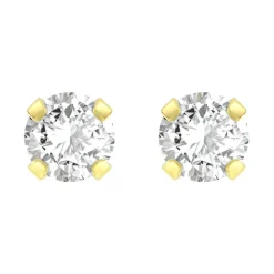 Boucles d'Oreilles Femme Puces OR 375/1000 Jaune et Oxydes
