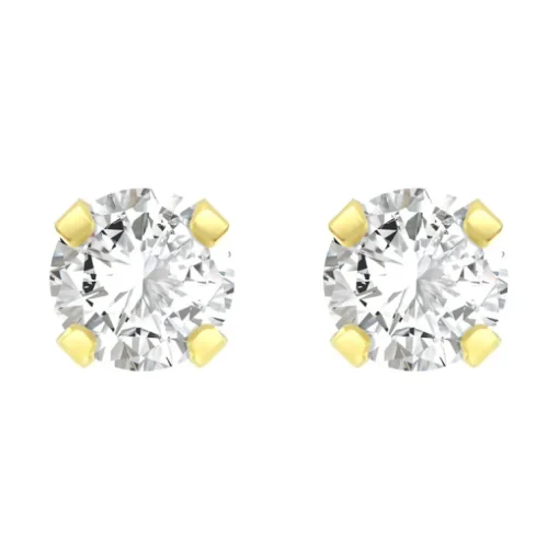 Boucles d'Oreilles Femme Puces OR 375/1000 Jaune et Oxydes