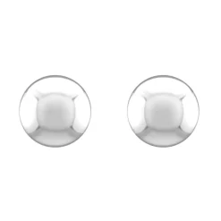 Boucles d'Oreilles Femme Puces Boules OR 750/1000 Blanc