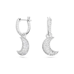 Boucles d'Oreilles Femme Pendantes SWAROVSKI LUNA Métal Rhodié Blanc