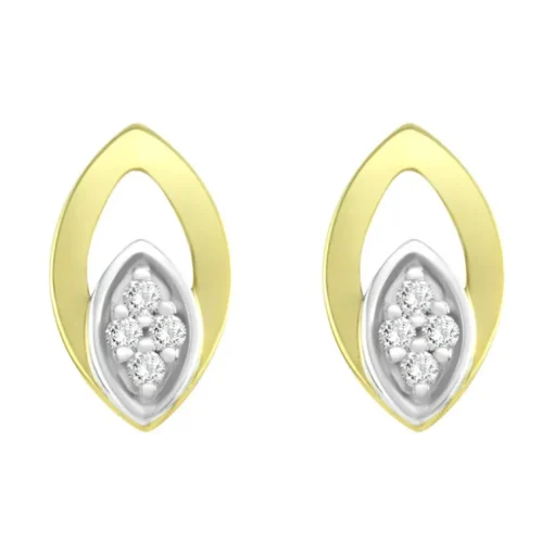 Boucles d'Oreilles Femme Puces OR 750/1000 Bicolore et Diamants
