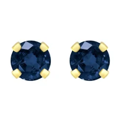 Boucles d'Oreilles Femme Puces OR 375/1000 Jaune et Saphirs