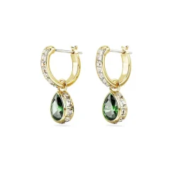 Boucles d'Oreilles Femme Pendantes SWAROVSKI STILLA VERT Plaqué Ton Or