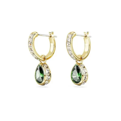 Boucles d'Oreilles Femme Pendantes SWAROVSKI STILLA VERT Plaqué Ton Or