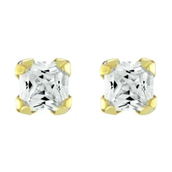 Boucles d'Oreilles Femme Puces OR 375/1000 Jaune et Oxydes