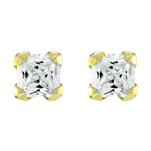 Boucles d'Oreilles Femme Puces OR 375/1000 Jaune et Oxydes