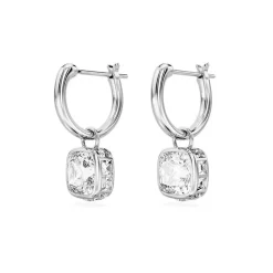 Boucles d'Oreilles Femme Pendantes SWAROVSKI STILLA BLANC Métal Rhodié Blanc