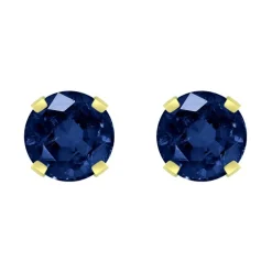 Boucles d'Oreilles Femme Puces OR 750/1000 Jaune et Saphir
