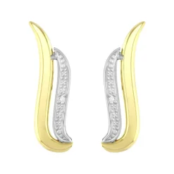 Boucles d'Oreilles Femme Puces OR 750/1000 Bicolore et Diamants