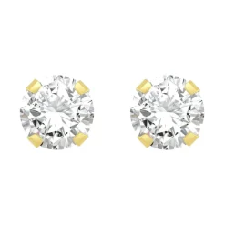 Boucles d'Oreilles Femme Puces OR 375/1000 Jaune et Oxyde