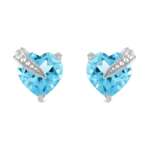 Boucles d'Oreilles Femme Puces OR 375/1000 Blanc et Topazes