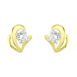 Boucles d'Oreilles Femme Puces OR 375/1000 Jaune et Oxydes